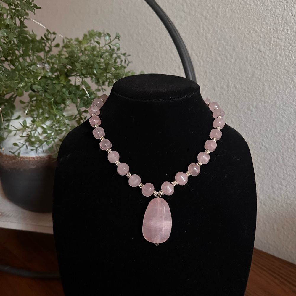 Rose Quartz & Sterling Silver Necklace